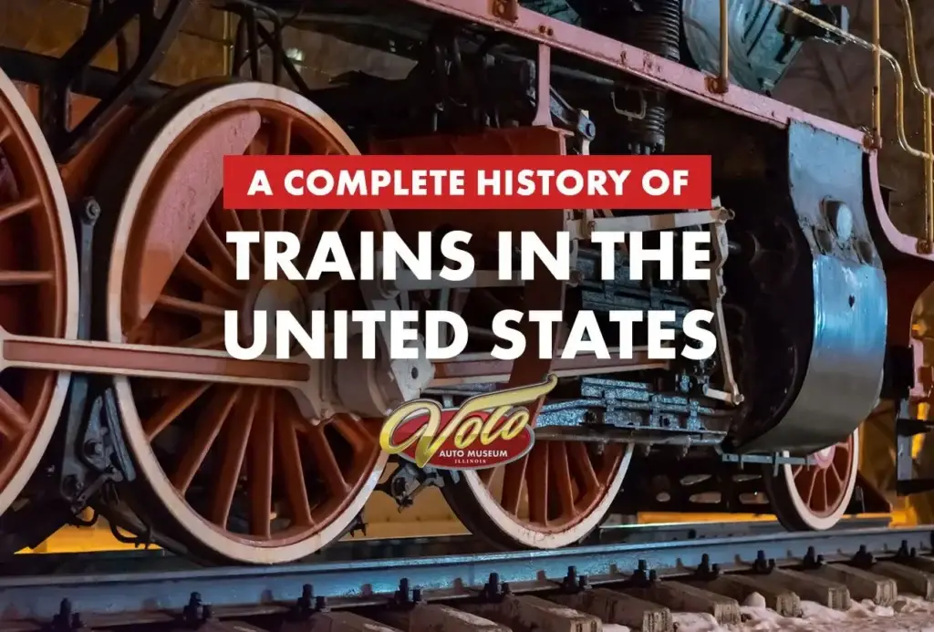 Historic train wheels in museum setting