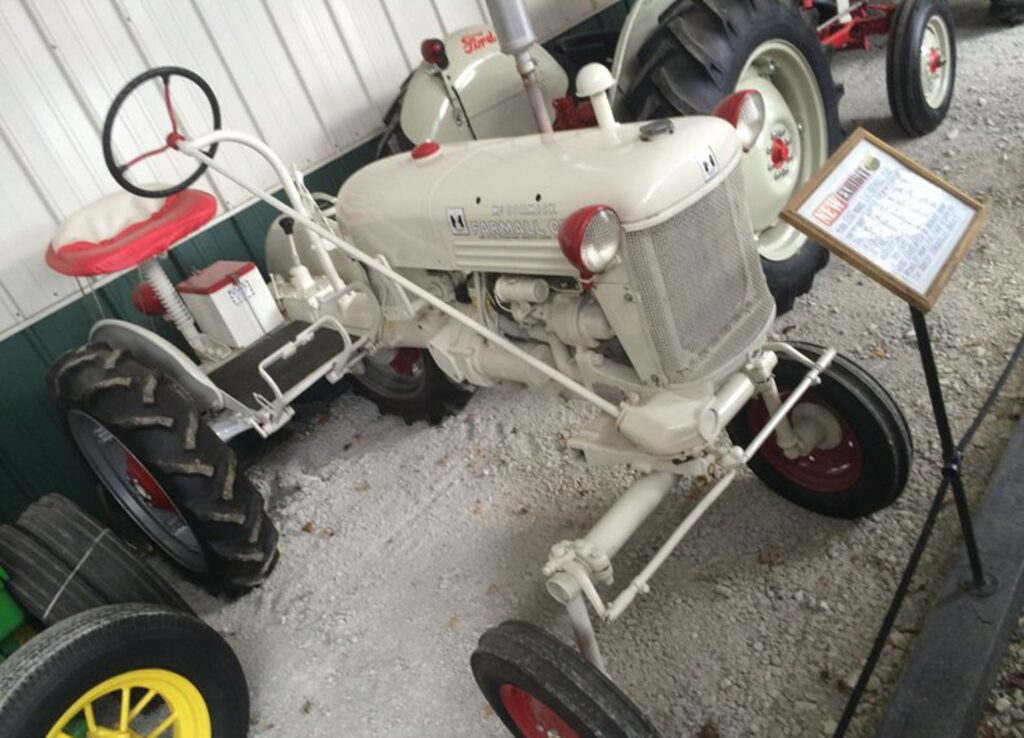 Vintage white tractor in display