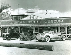Old cars outside general store museum