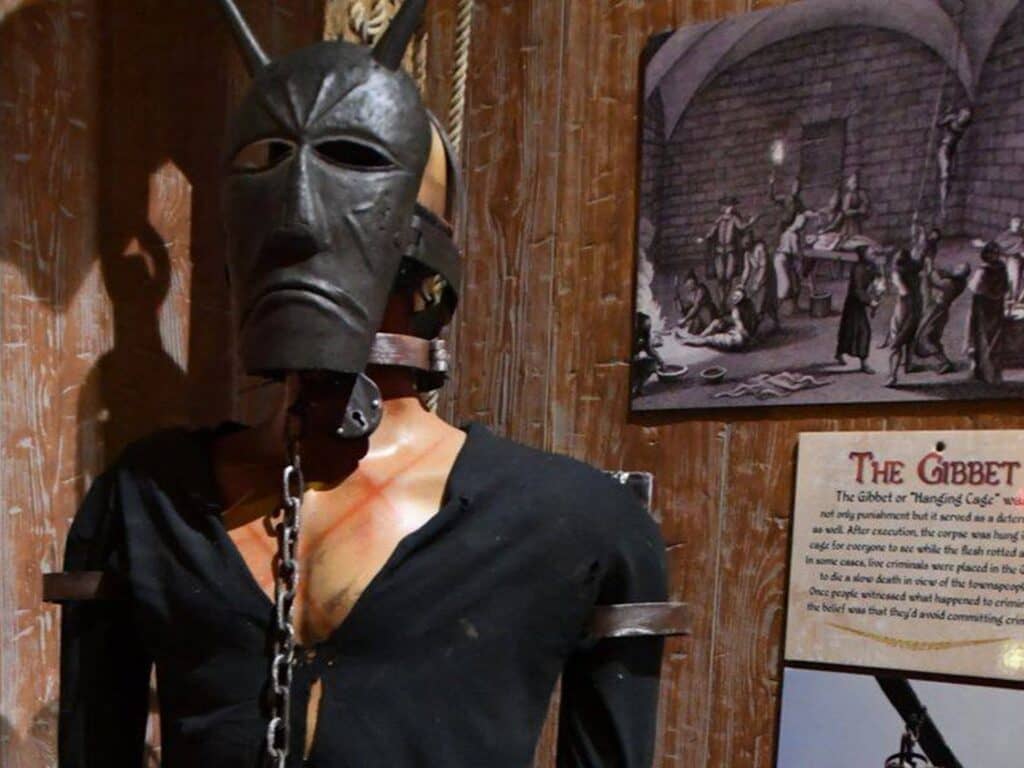 Medieval torture device display in museum