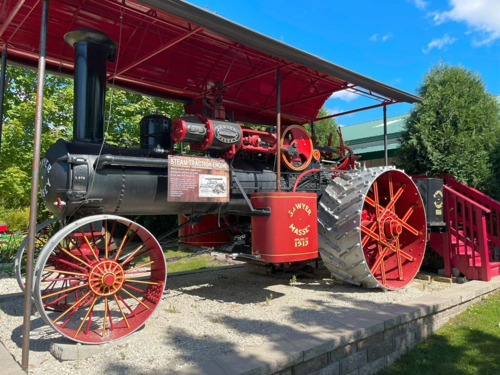 vintage steam tractor on display