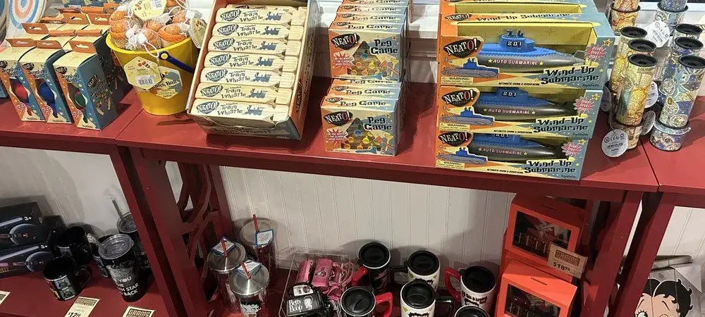 Colorful toys and novelty items displayed