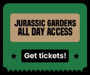 Jurassic Gardens ticket advertisement