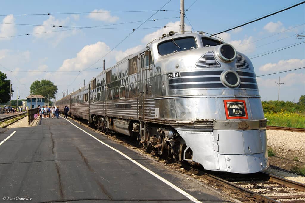 Vintage silver train at station