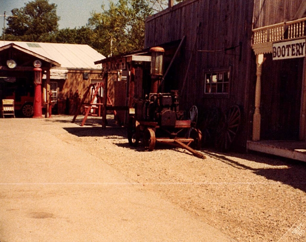 Old western town with vintage machinery