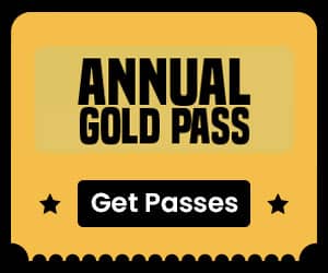 Yellow ticket promoting annual gold pass