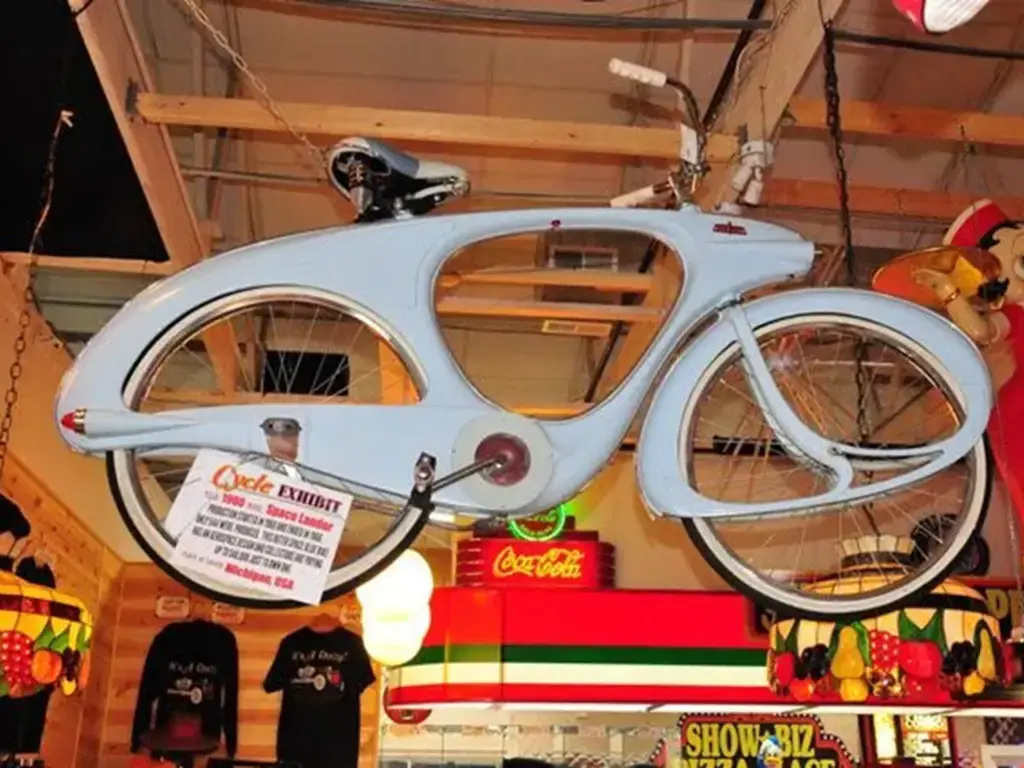 Vintage bicycle displayed indoors