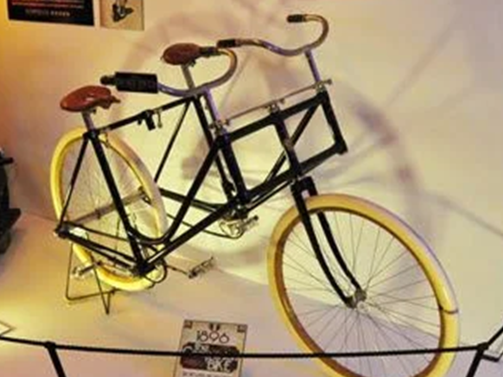 vintage tandem bicycle with yellow tires
