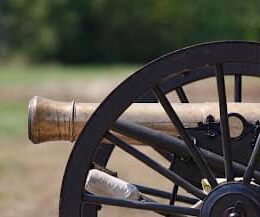 Close-up of a cannon wheel