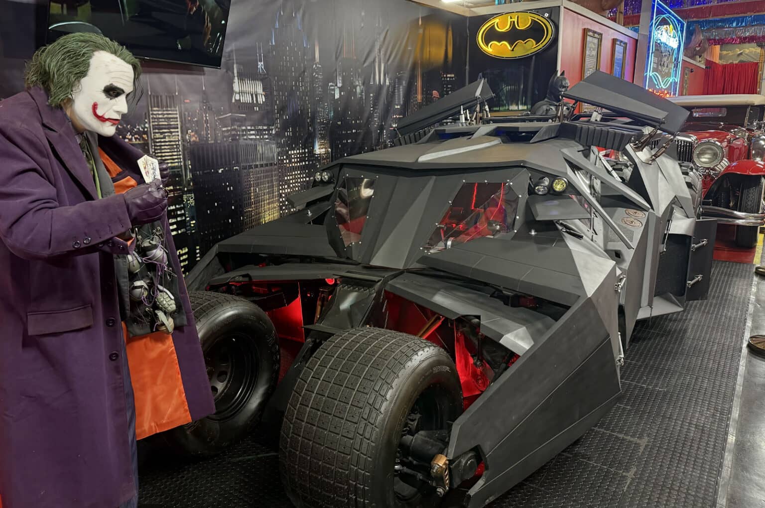 Joker with the 2005 batman tumbler