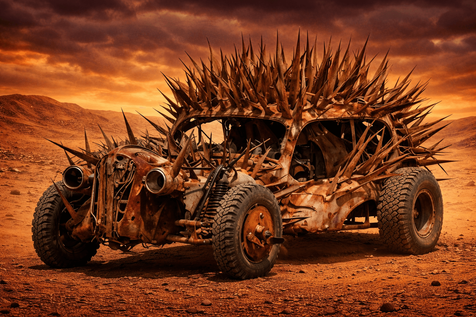 Driven by the Buzzards, a ruthless group of scavenger raiders in Mad Max: Fury Road, the Plymouth Rock is one of the most intimidating vehicles roaming the wasteland.