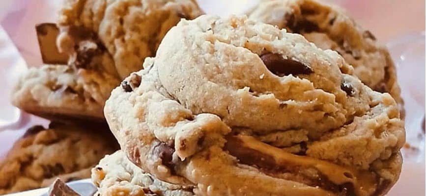 Freshly baked chocolate chip cookies