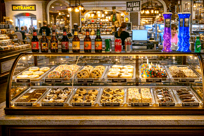 Variety of colorful baked goods displayed