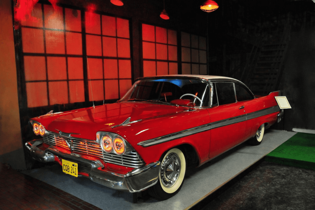 Classic red vintage car Christine on display at volo musuem