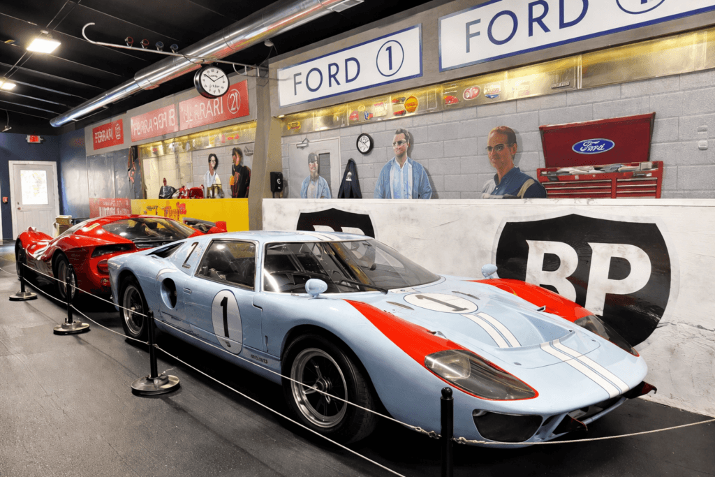 Ford VS Ferrari Exhibit Classic cars displayed at volo museum