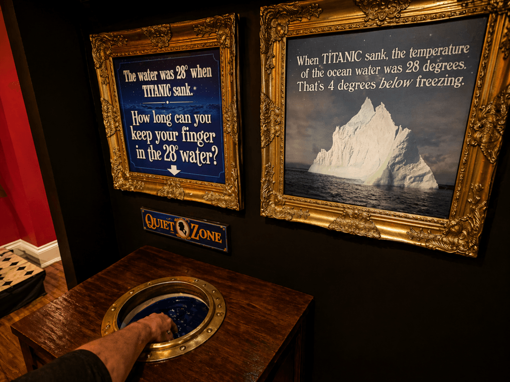 Interactive exhibit about Titanic's water temperature