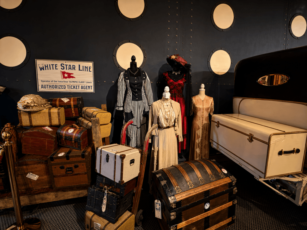 Vintage travel items and historical costumes