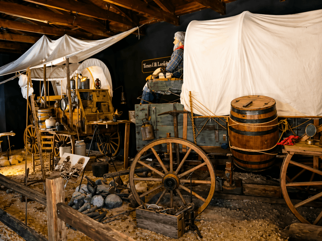 Old western wagon display in museum