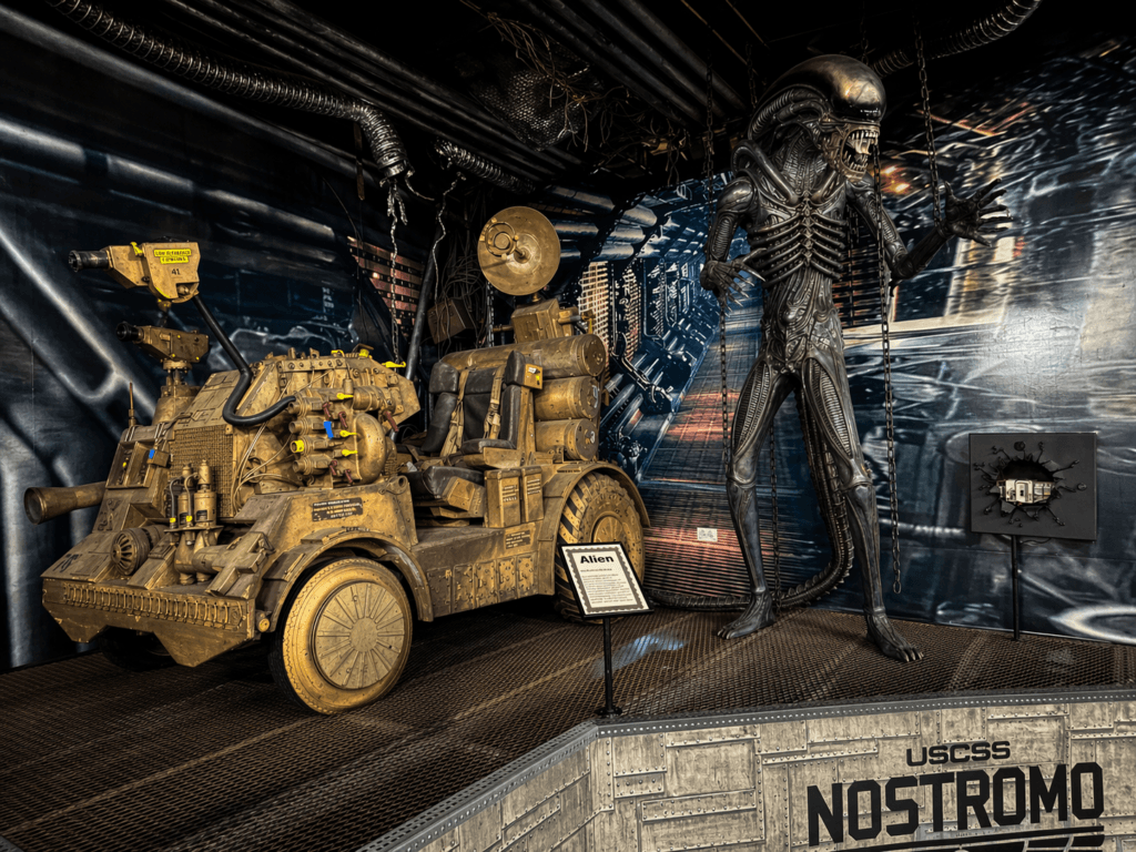 Alien-themed vehicle and creature - Real props from the movie Alien on display at Volo Museum