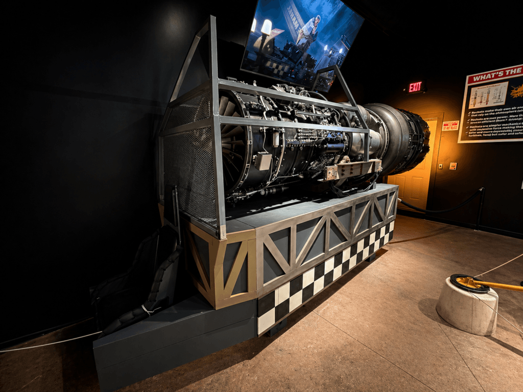 Jet engine displayed in museum setting
