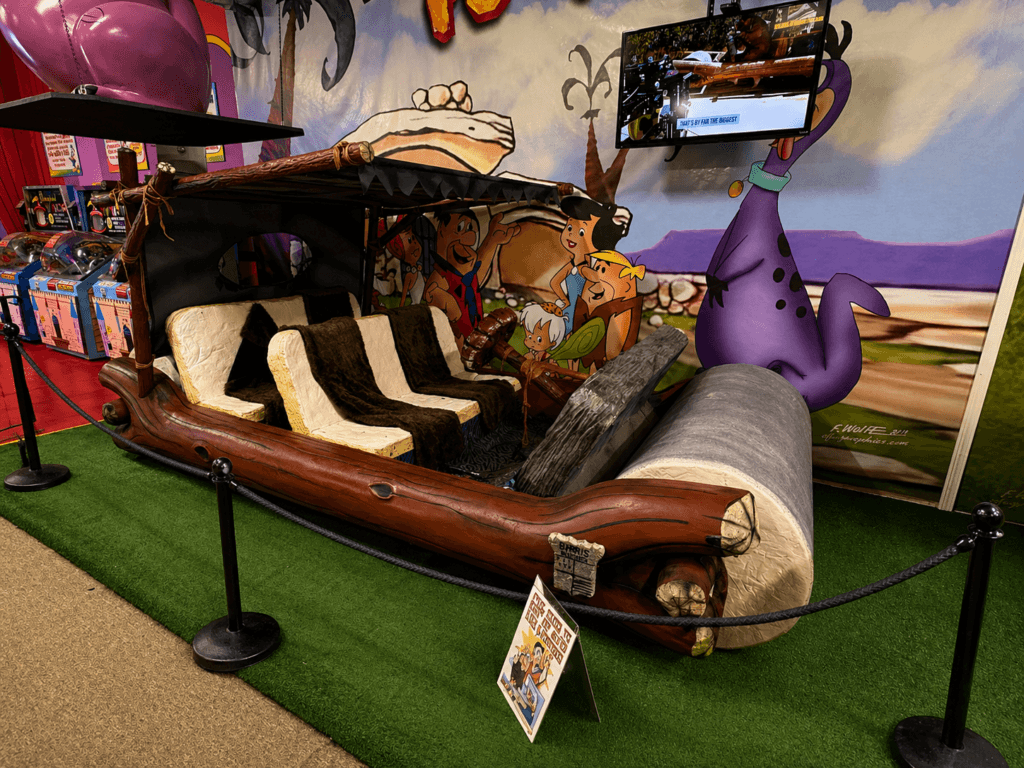 Flintstones-themed car display at volo museum