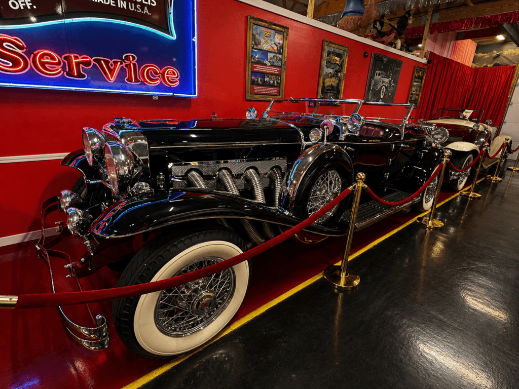 Vintage car displayed in museum setting