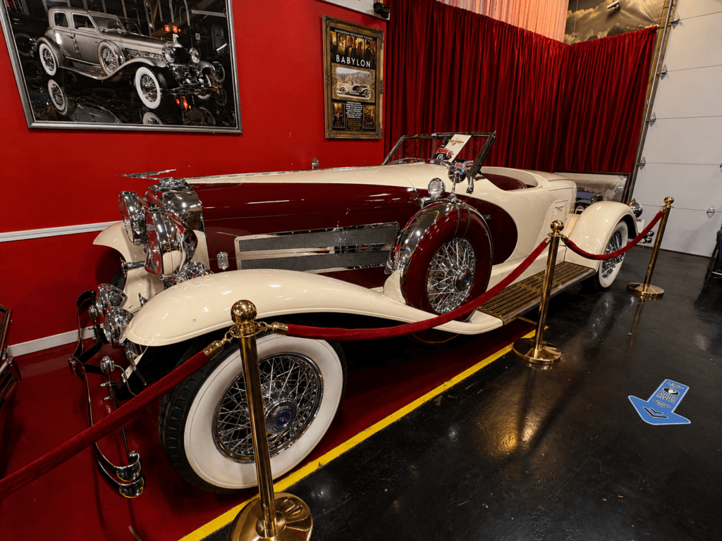 Vintage car displayed in museum setting