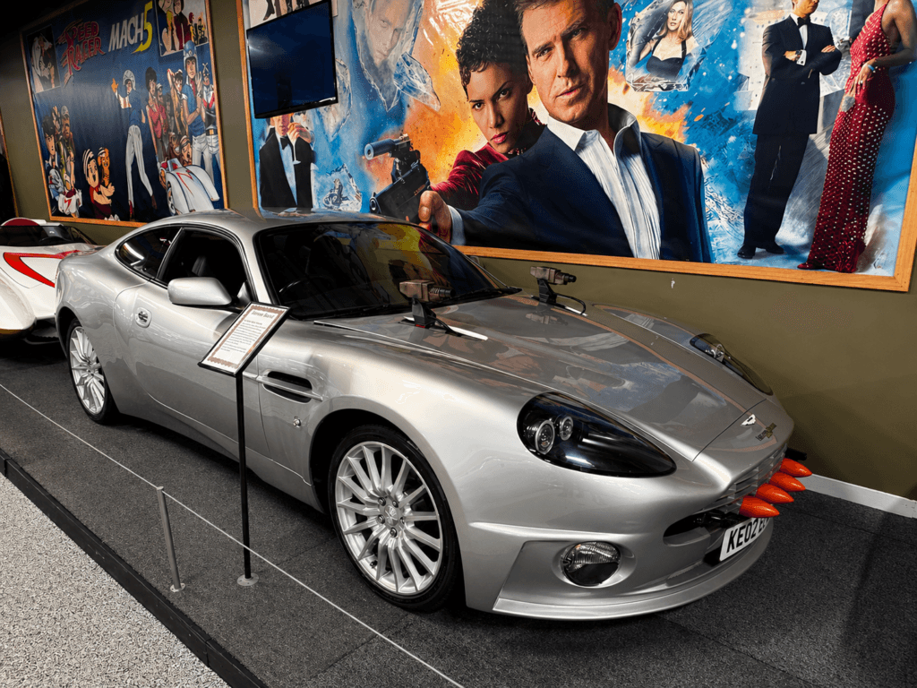 Silver sports car with unique features