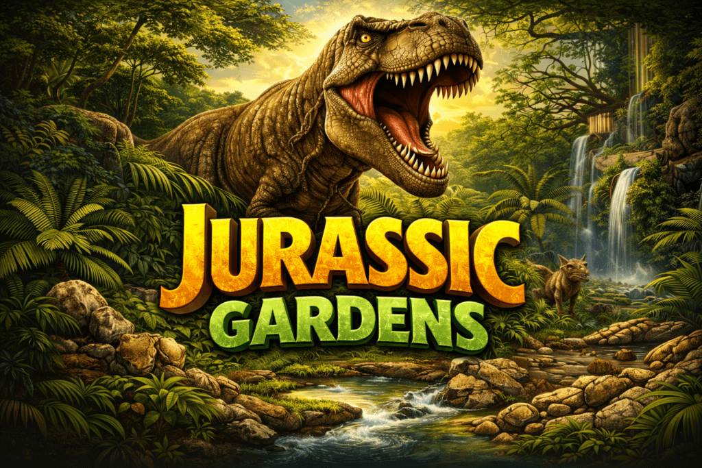 Jurassic Gardens in a prehistoric jungle