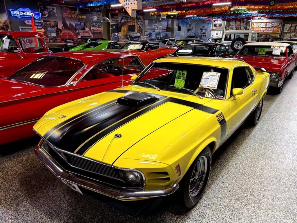 Colorful cars with bright, vibrant design at volo museum