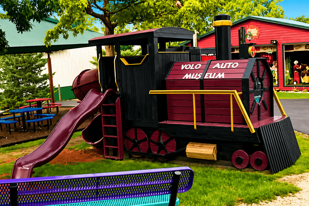 Colorful playground train structure