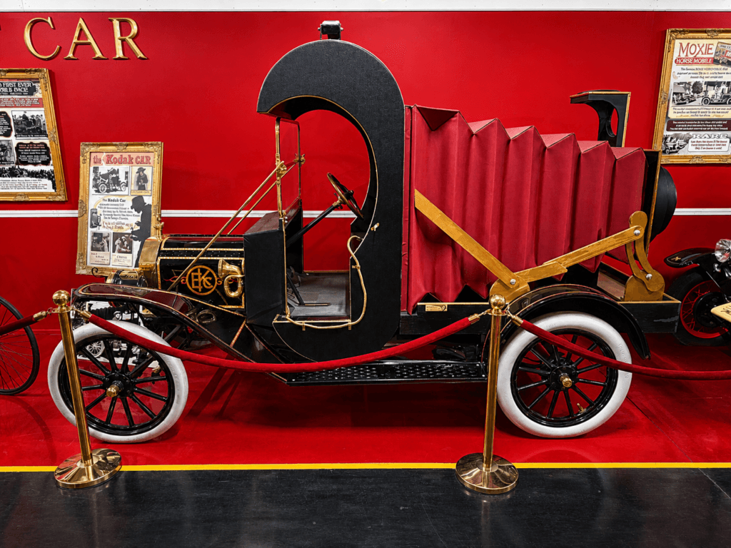 Vintage car with accordion-like feature