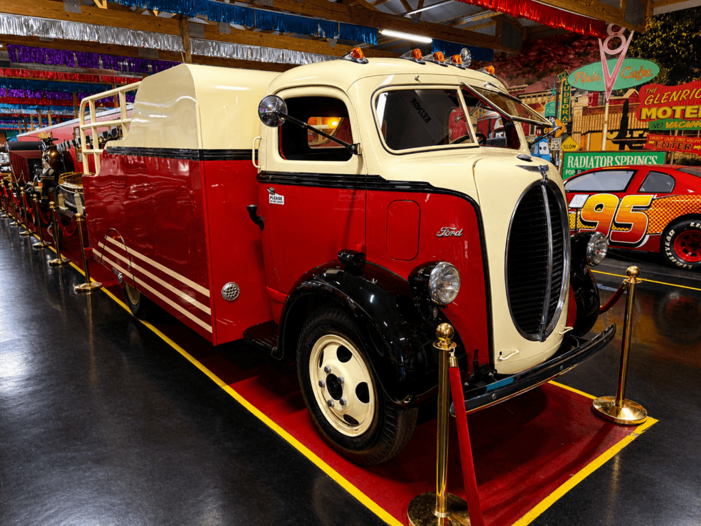 Vintage red and cream truck display