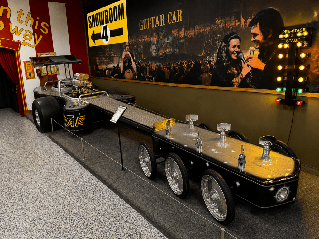 Johnny Cash Unique guitar-themed vehicle on display