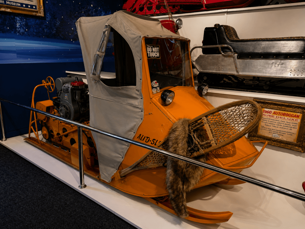 Vintage snowmobile with fur accents