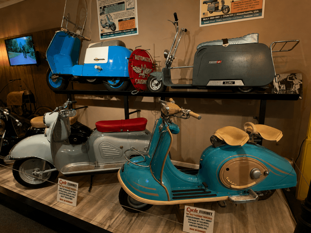 Vintage bicycles and tools display