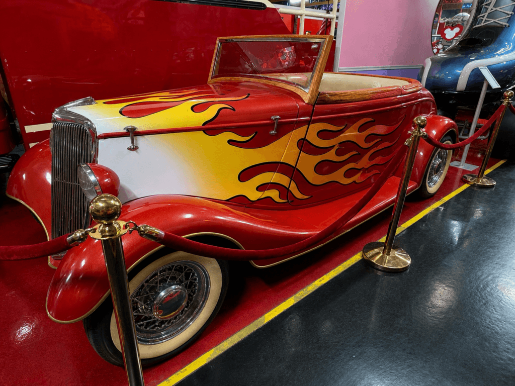 Vintage car with flame design
