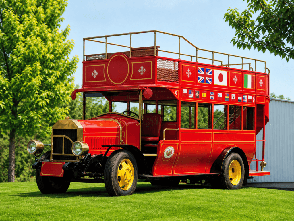 Vintage red double-decker bus outdoors