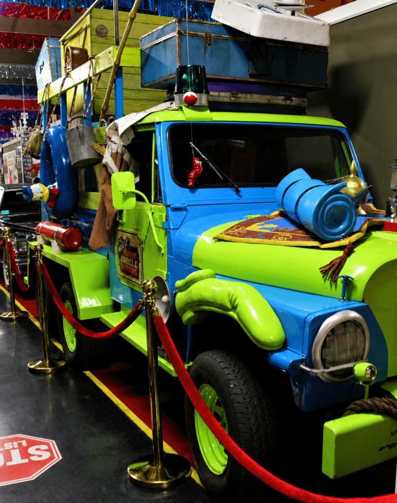 Colorful, decorated vintage vehicle display