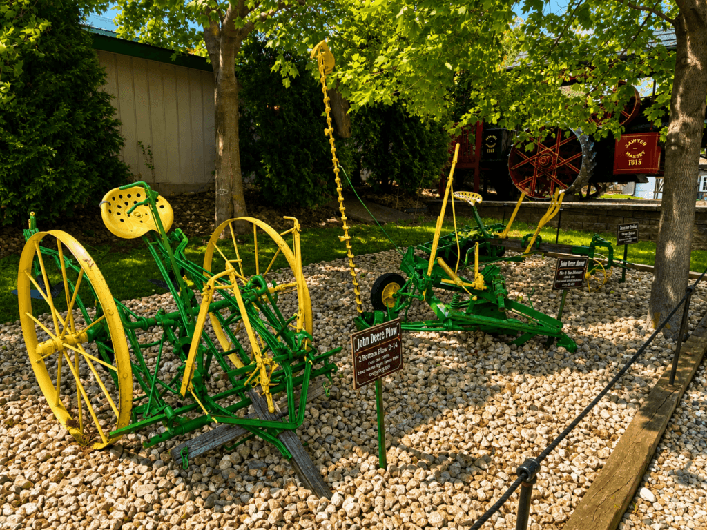 Vintage John Deere tractor displayed outdoors