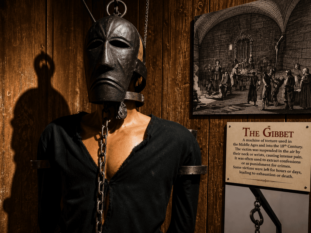 Medieval torture device display in museum