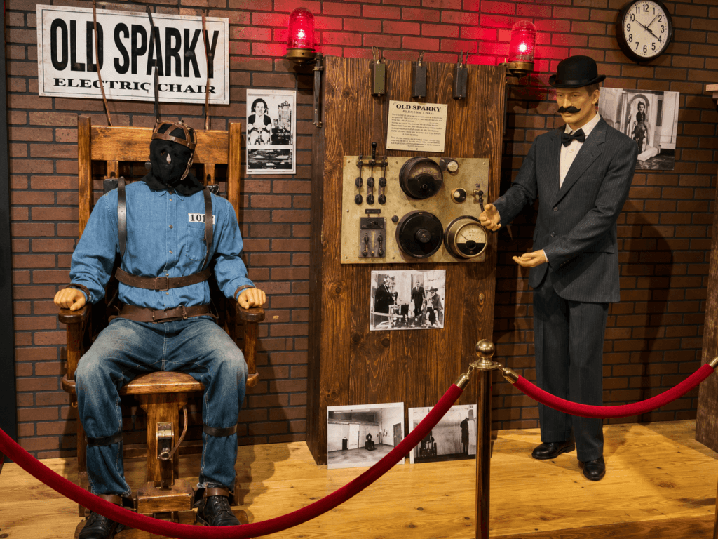 Electric chair exhibit with mannequin