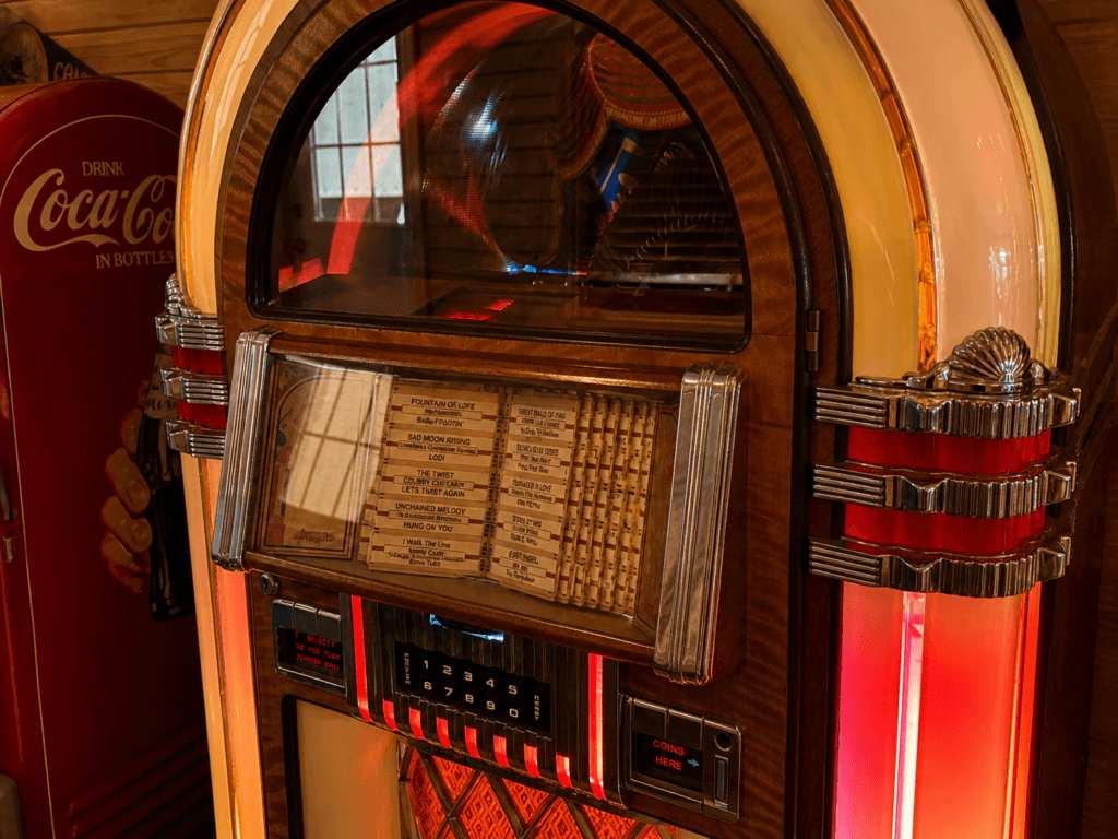 Vintage jukebox with colorful lights