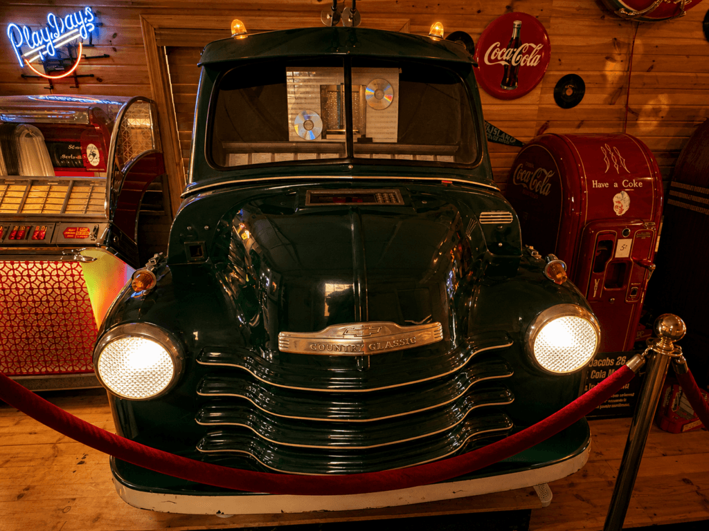 Vintage truck in retro diner setting sy volo museum