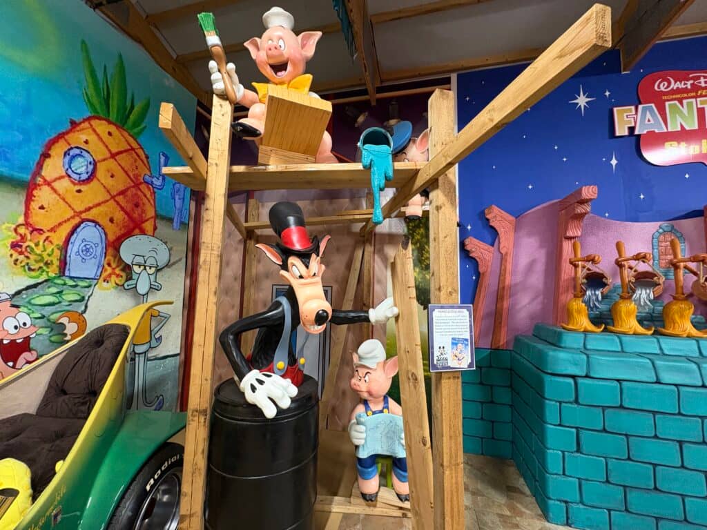 Animated characters in a colorful display